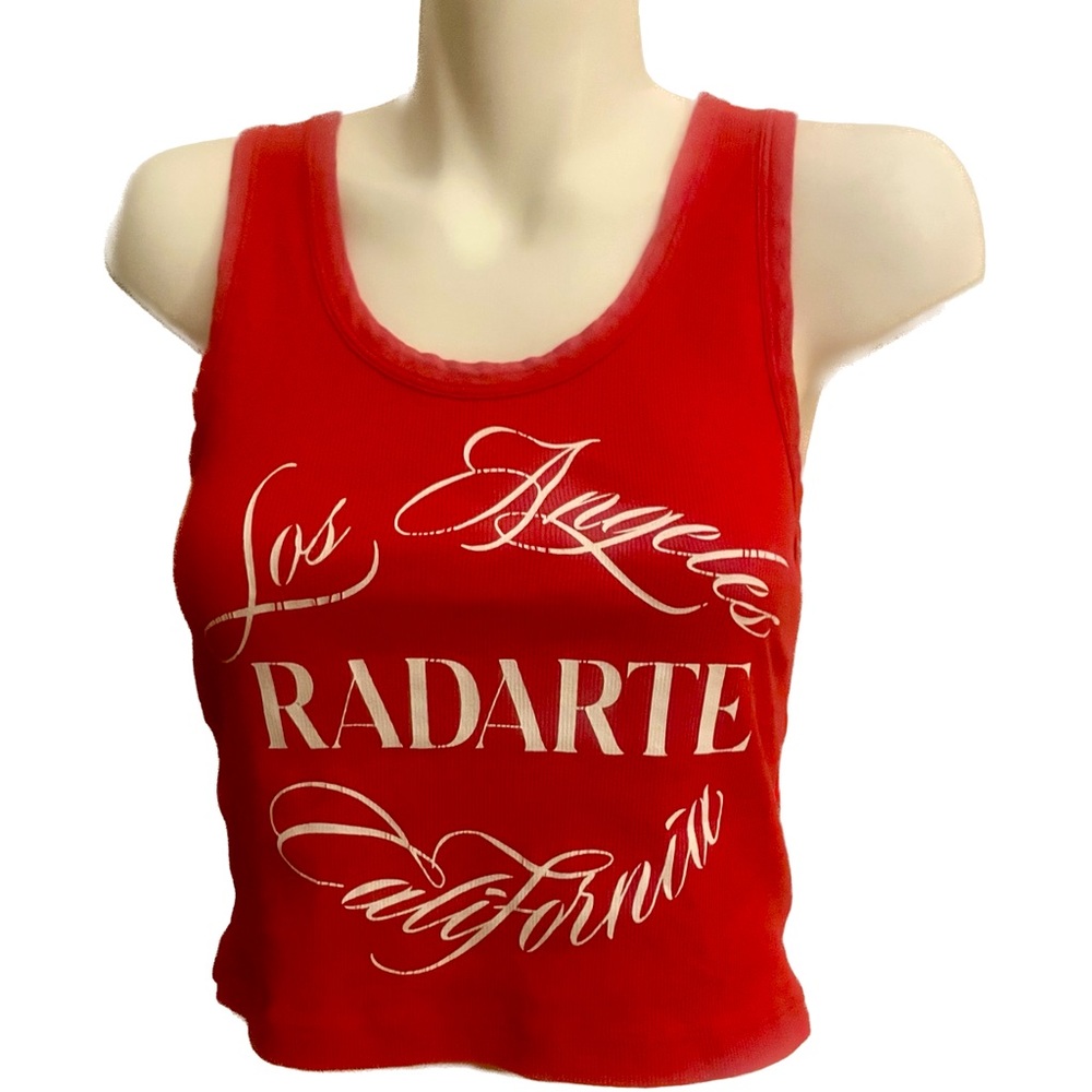 Rodarte "Radarte" Red Ribbed Logo Tank sz M